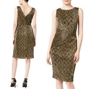CALVIN KLEIN Black/Gold Textured Metallic Dress